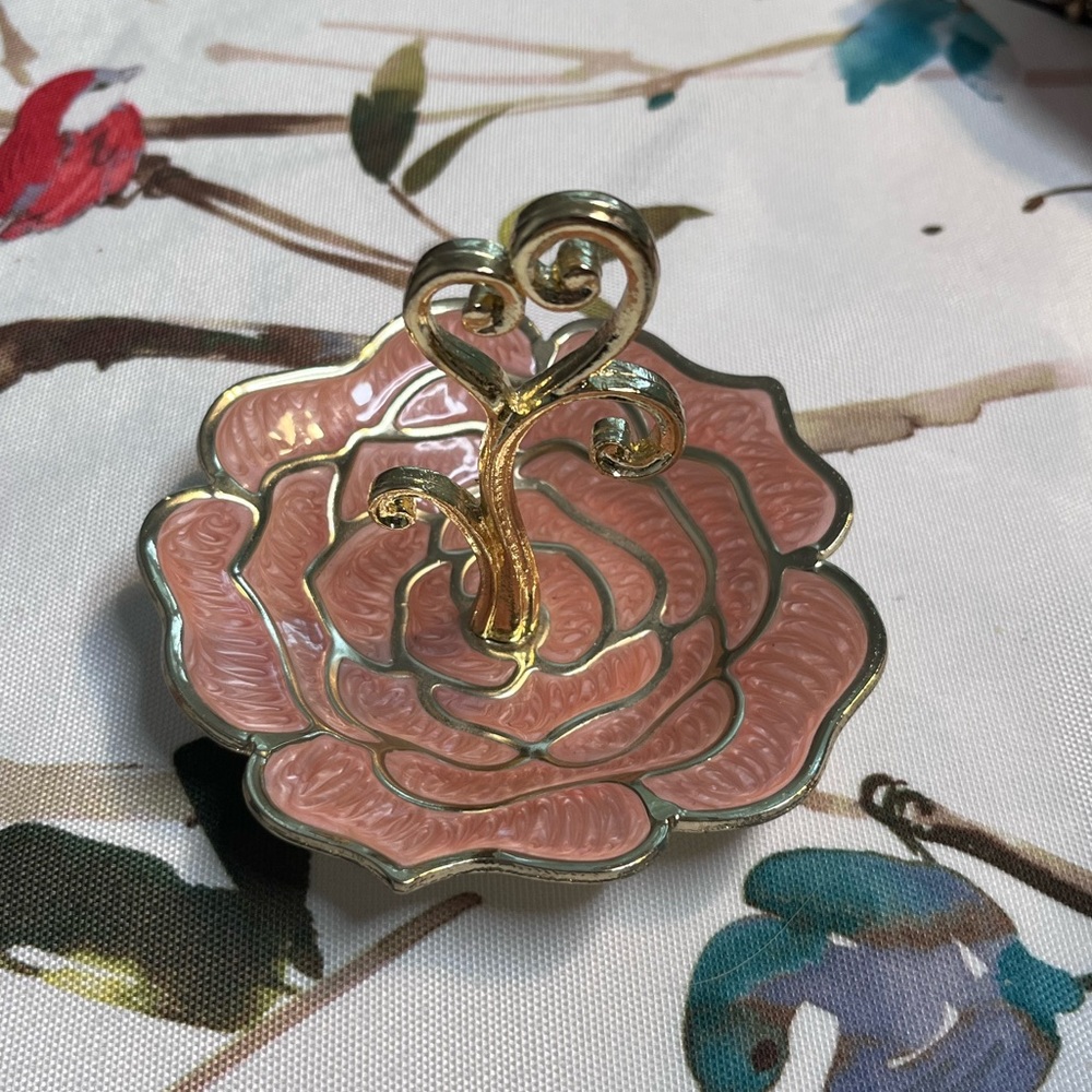 Cynthia Rowley ring and jewelry holder. Beautiful pink enamel and gold f…